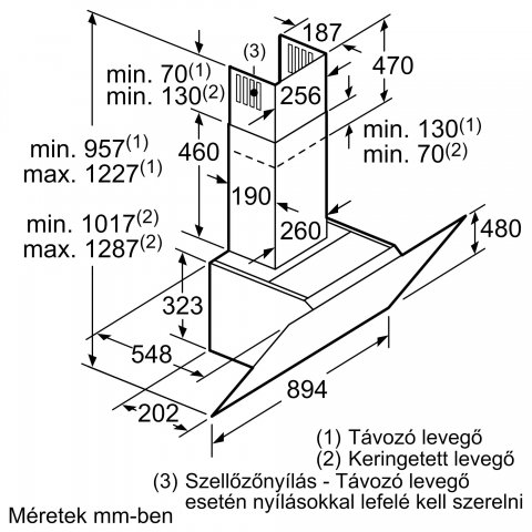 Bosch DWK98PR60 perimetrikus, döntött kűrtős páraelszívó, 90cm, fekete üveg, A+, Home Connect - Páraelszívó