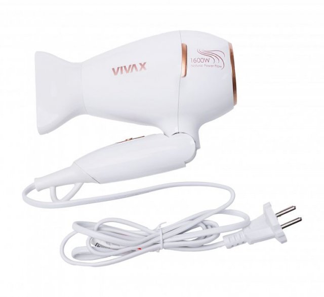 Vivax HD1601FT összecsukható úti hajszárító, 1600W, fehér-arany