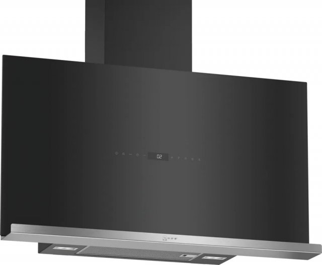 Neff D95FRW1S2  falra szerelhető elszívó ajándék Bosch TAT3P420 kenyérpirítóval, 90cm, fekete üveg, 717/578m3/h, B - Páraelszívó