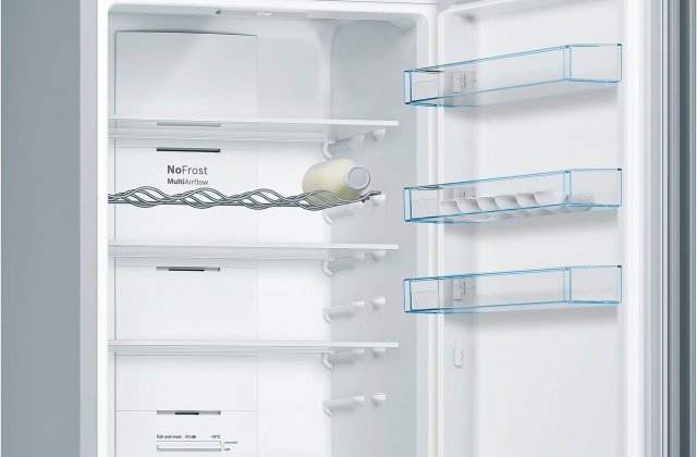 Bosch KGN39VLEB kombinált hűtőszekrény, 279+89 liter, E, NoFrost, Nemesacél kinézet