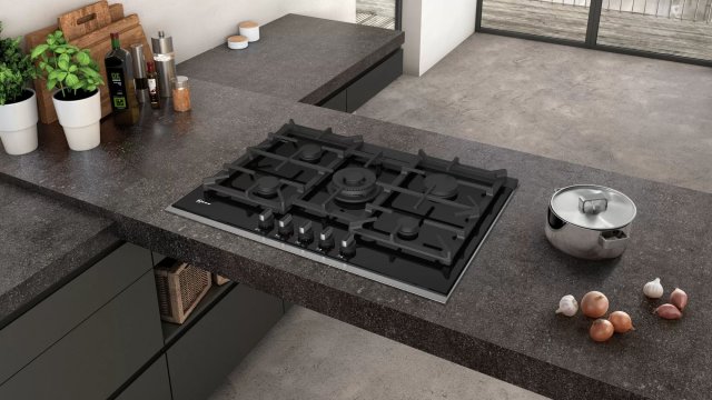 Neff T27TA69N0 N90 üvegkerámia gázfőzőlap 75cm, fekete - Gázfőzőlap