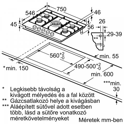 Neff T27TA69N0 N90 üvegkerámia gázfőzőlap 75cm, fekete - Gázfőzőlap