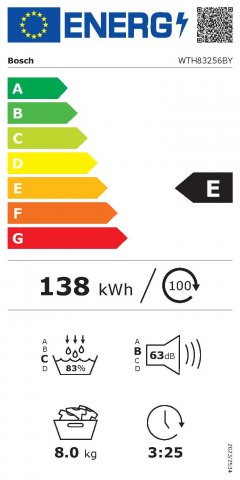 Bosch WTH83256BY Serie4 hőszivattyús szárítógép, 8kg, E, fehér - Szárítógép