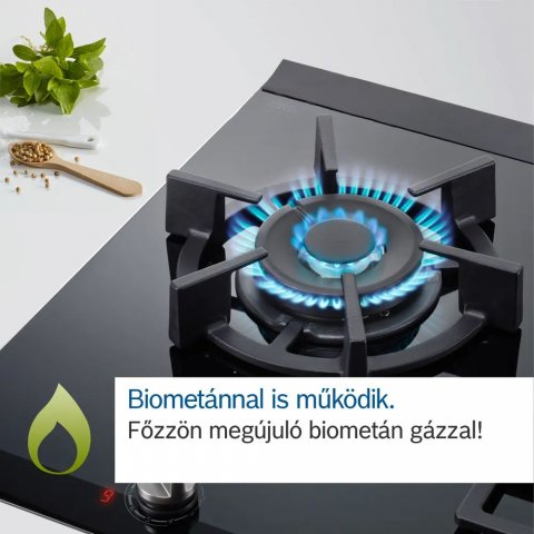 Bosch PNH6B6K40 üveg gázfőzőlap, 60cm, fekete, WOK - Gázfőzőlap