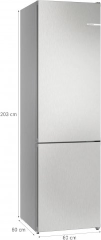 Bosch KGN392LAG kombinált hűtőszekrény, 260+103 liter, A, NoFrost, festett inox szín - Szabadonálló hűtő, hűtőszekrény