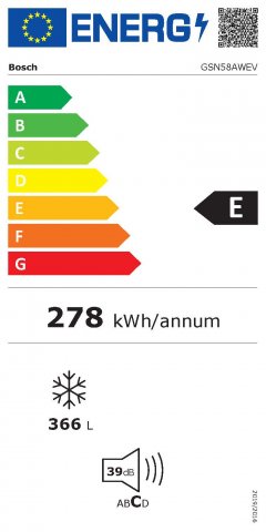 Bosch GSN58AWEV Szabadonálló fagyasztószekrény, 366L, E, Nofrost, fehér - Fagyasztószekrény, fagyasztóláda, jégkészítő