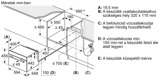 Bosch CSG958DD1 beépíthető kompakt gőzsütő, 24 funkció, 47 liter, A+, fekete - Beépíthető sütő, gőzsütő