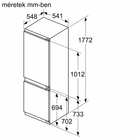 Neff KI7867FE0 N50 beépíthető kombinált hűtőszekrény, 184+76 liter, NoFrost, Home Connect, E - Beépíthető hűtő, fagyasztó, borhűtő